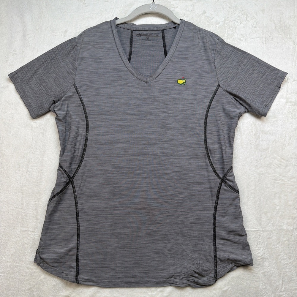 Masters Magnolia Lane Womens‎ Gray V Neck Athletic T Shirt Medium Augusta Golf